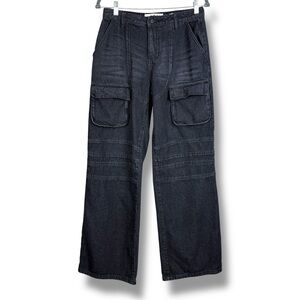 PTCL Wide Leg Cargo Jeans, Black Dark Gray Wash 27 - Grunge, Moto, Streetwear